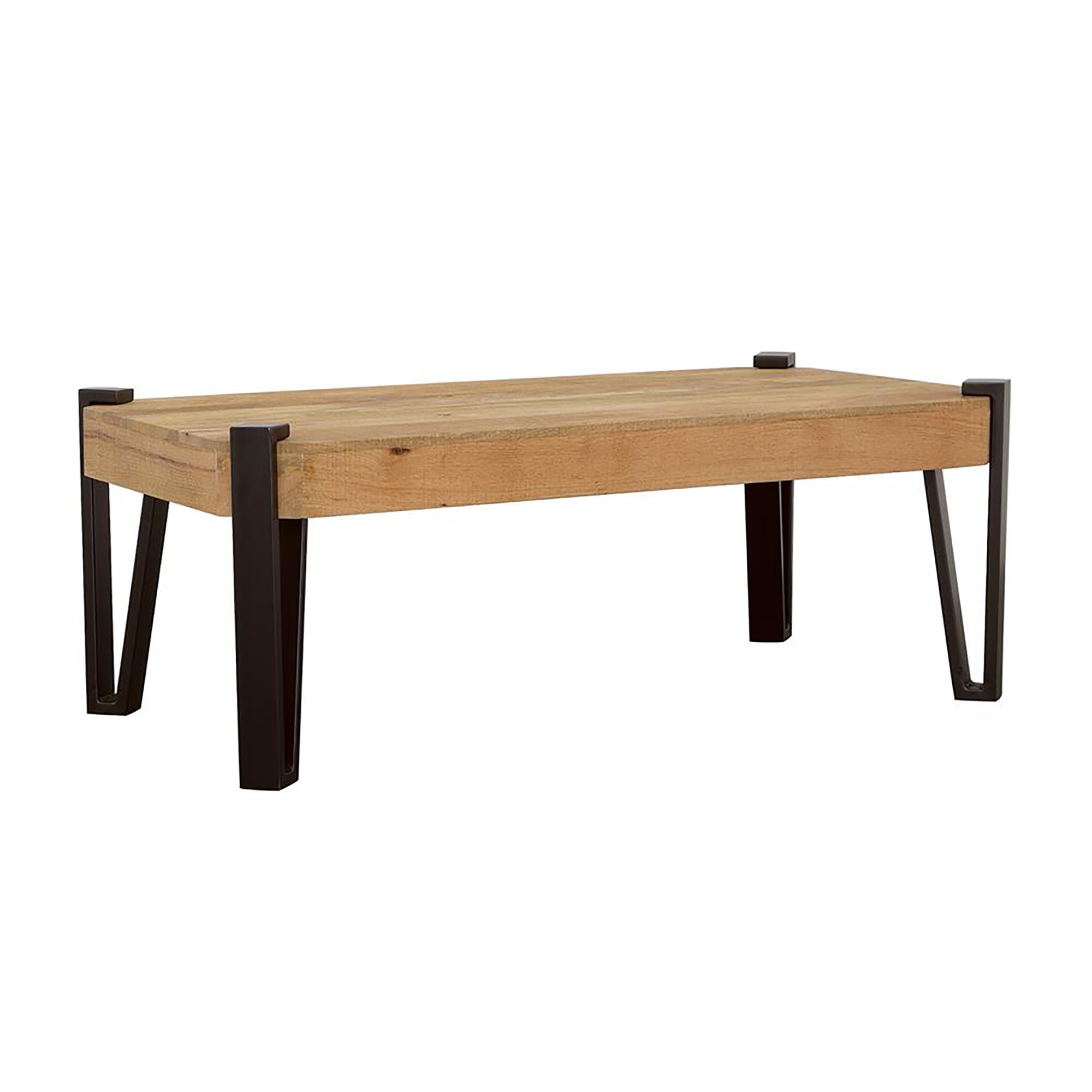 Natural And Matte Black Top Coffee Table Brown Primary Living Space Farmhouse,Rustic Mango Rectangular Coffee & End Tables Wood Hairpin