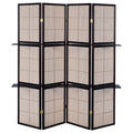 Tan And Cappuccino 4 Panel Folding Screen Brown Transitional Wood