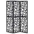 Black 3 Panel Folding Screen Black Traditional Wood