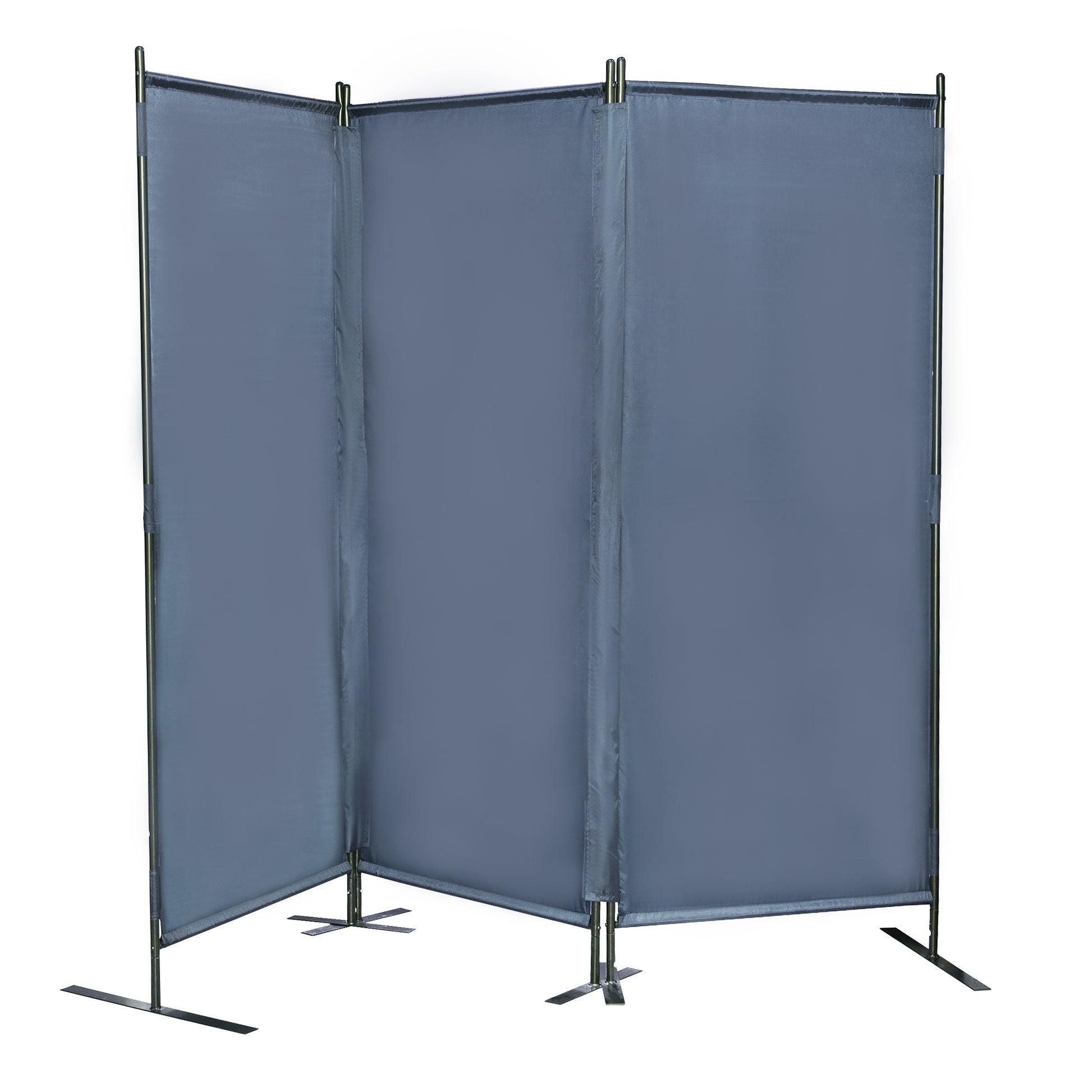 6 Ft Modern Room Divider, 3 Panel Folding Privacy Screen W Metal Standing, Portable Wall Partition, Gray Gray Metal