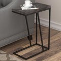 Rustic Grey Herringbone And Sandy Black Accent Table Grey Gray Primary Living Space Industrial Rectangular Coffee & End Tables Metal