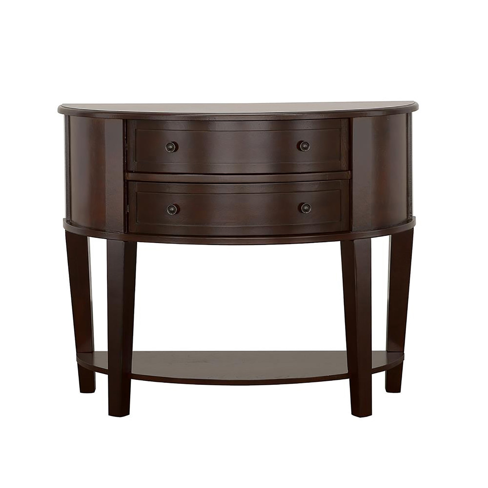 Cappuccino Demilune Shape Console Table Brown Primary Living Space Transitional Semicircular Drawers Console Tables Wood