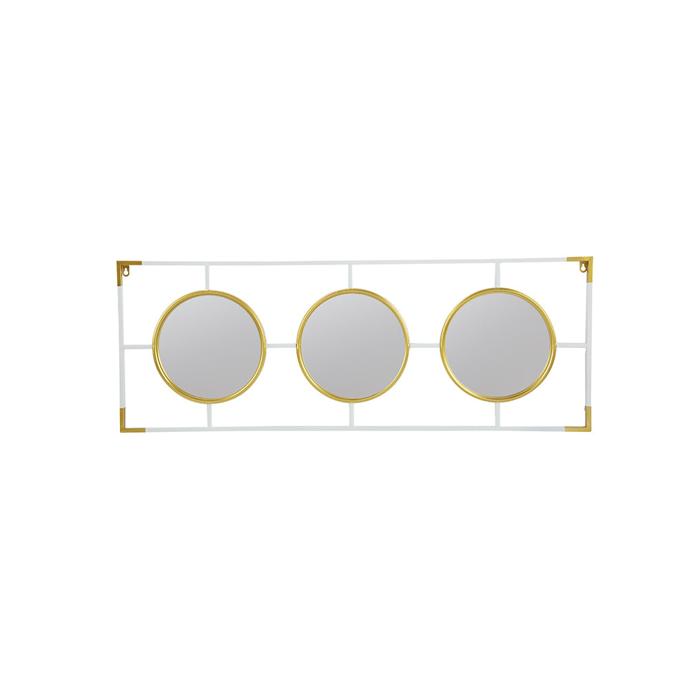 15.5x43.5" Gold And White Frame With Mirror gold+white-iron