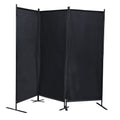 6 Ft Modern Room Divider, 3 Panel Folding Privacy Screen W Metal Standing, Portable Wall Partition, Black Black Metal