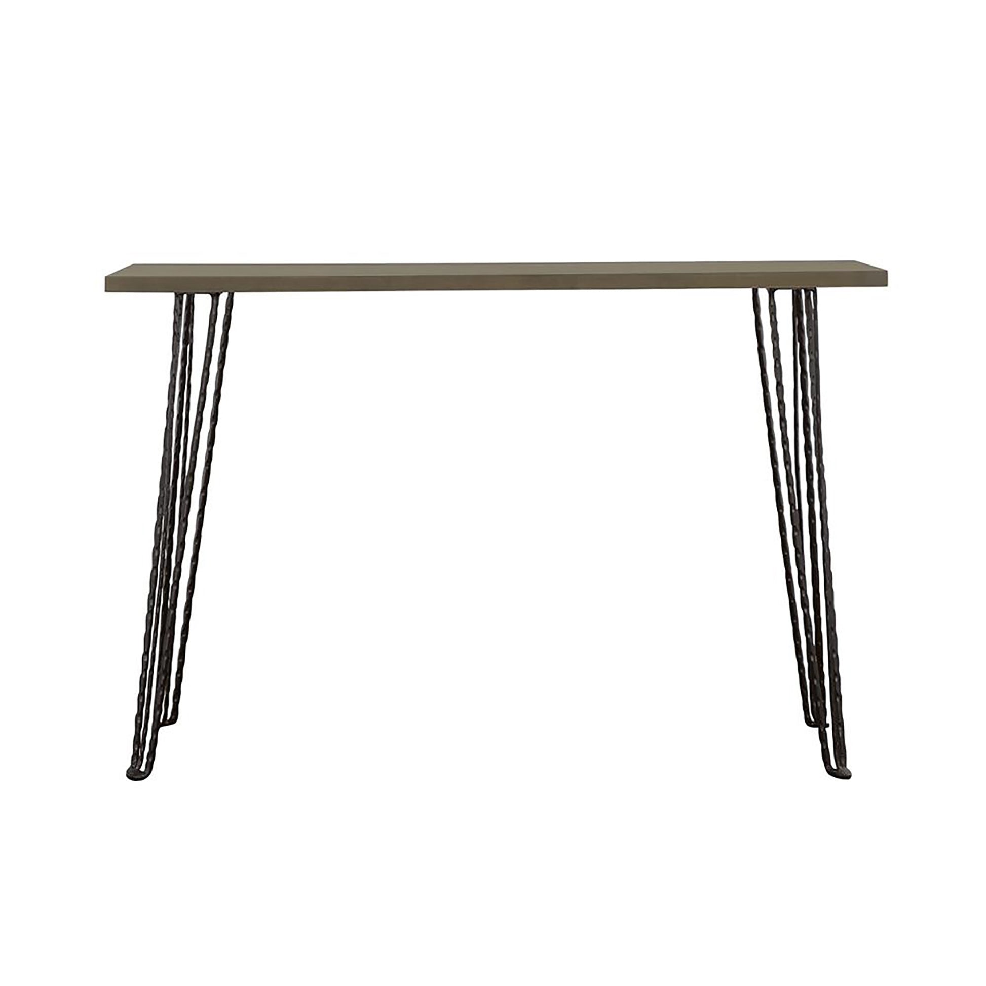 Concrete And Black Rectangular Console Table Grey Primary Living Space Industrial Tabeltop Rectangular Console Tables Wood Hairpin