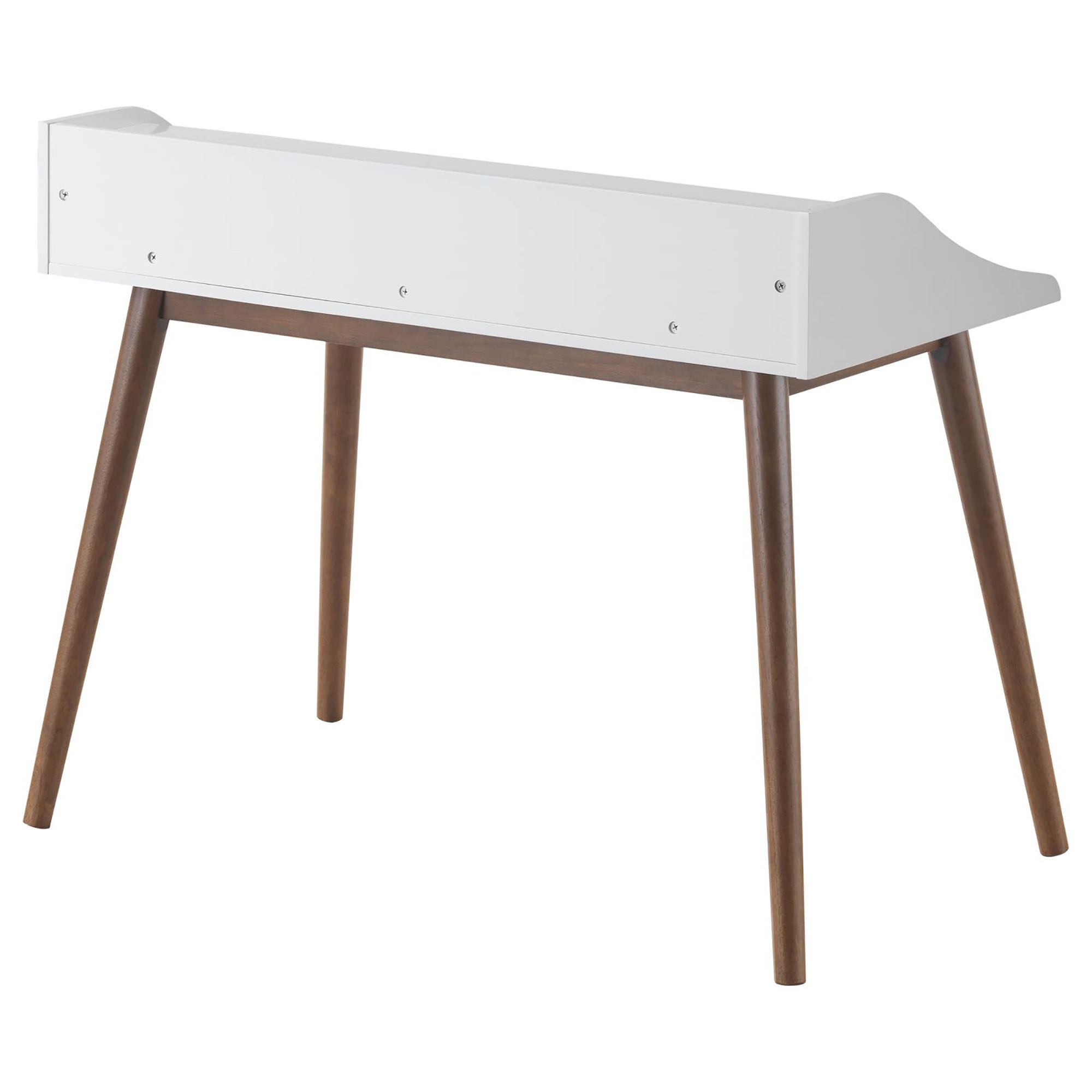 White and Walnut Writing Desk with Tapered Legs