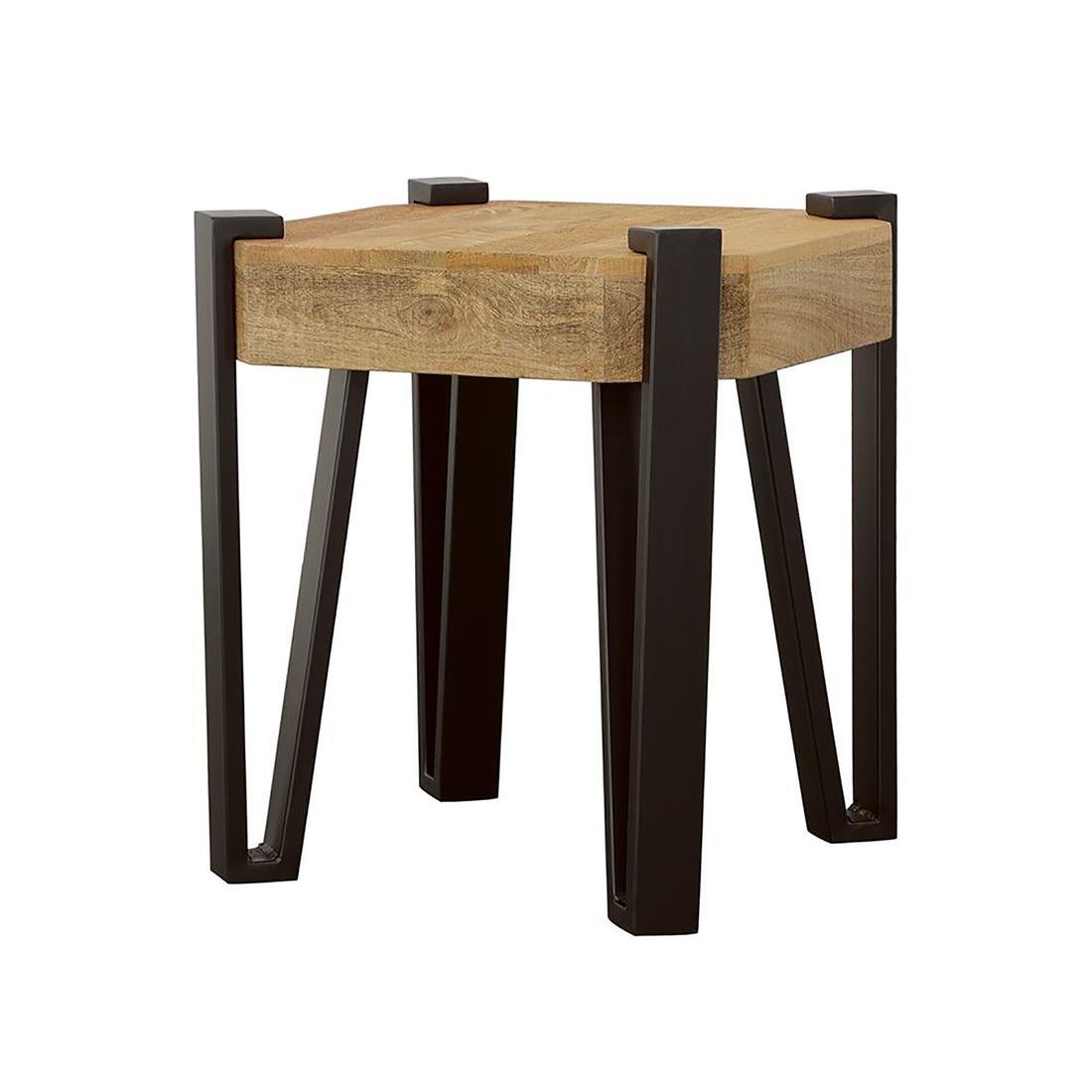 Natural And Matte Black Rectangular End Table Brown Primary Living Space Farmhouse,Rustic Mango Square Coffee & End Tables Wood Hairpin