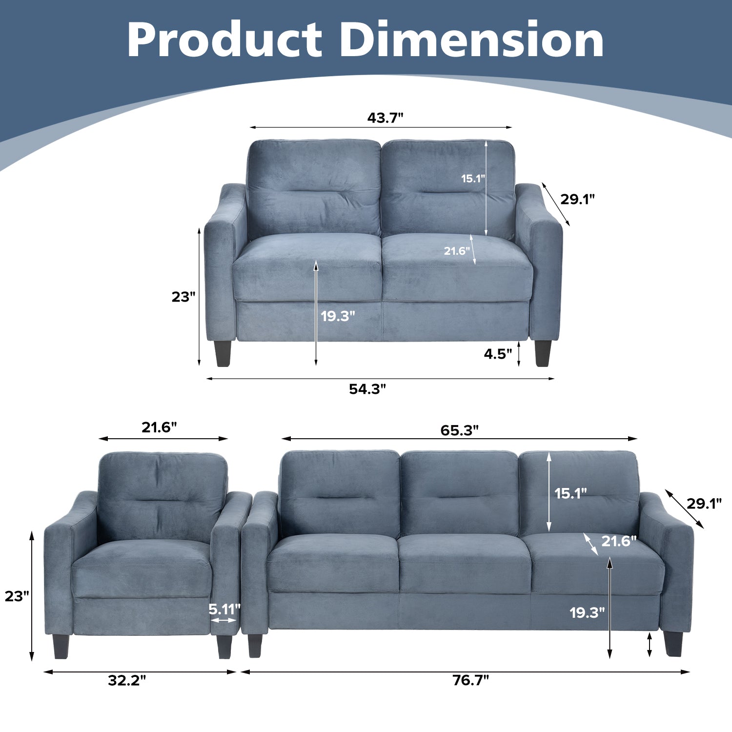 Couch Comfortable Sectional Couches Set 1 2 3 Gray Velvet 6 Seat
