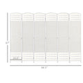 6 Panel Room Divider, Folding Privacy Screen, 5.6' Room Separator, Wave Fiber Freestanding Partition Wall Divider For Rooms, Home, Office, White White Bamboo