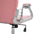 Pu Leather Home Office Chair, Button Tufted Desk Chair With Padded Armrests, Adjustable Height And Swivel Wheels, Pink Pink Faux Leather