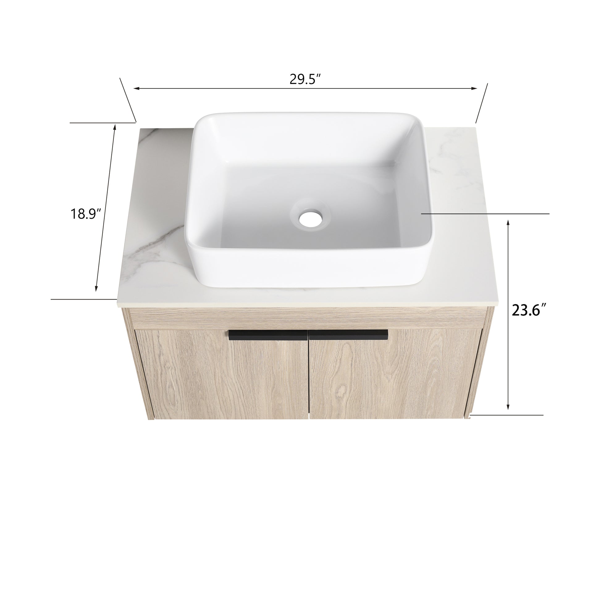 30 " Modern Design Float Bathroom Vanity With Ceramic white oak-2-bathroom-wall mounted-plywood