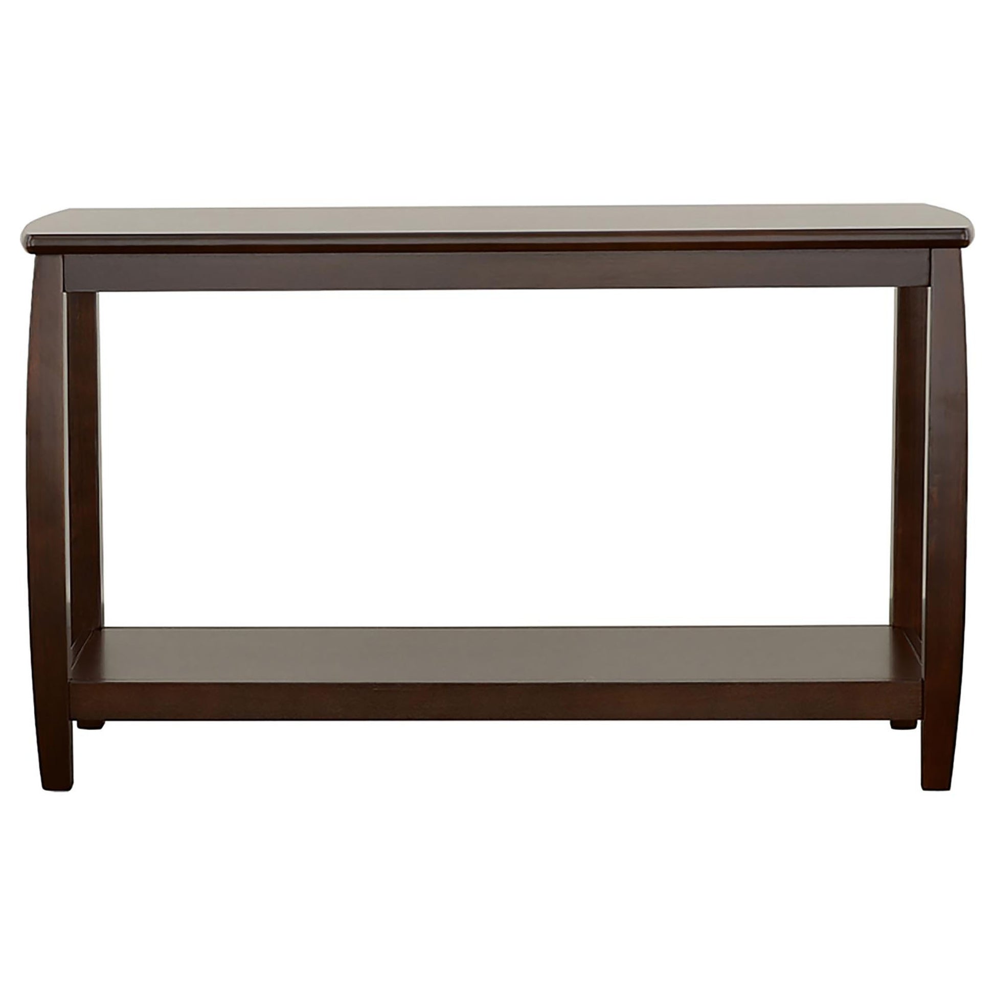 Cappuccino Rectangular Sofa Table Brown Espresso Primary Living Space Transitional Tabeltop Rectangular Shelves Console Tables Wood