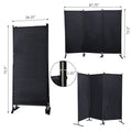 6 Ft Modern Room Divider, 3 Panel Folding Privacy Screen W Metal Standing, Portable Wall Partition, Black Black Metal