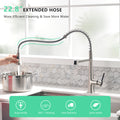 Faucet For Kitchen Sink, Brushed Nickel Kitchen Faucet With Pull Down Sprayer, Modern Commercial Spring Pull Out Kitchen Sink Faucet Brushed Nickel Kitchen Contemporary Ceramic Brass