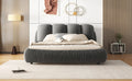 King Size Luxury Upholstered Bed With Thick Headboard, Velvet King Bed With Oversized Padded Backrest, Gray Expect Arrive Date 2024 3 15 King Gray Velvet