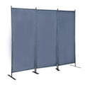 6 Ft Modern Room Divider, 3 Panel Folding Privacy Screen W Metal Standing, Portable Wall Partition, Gray Gray Metal