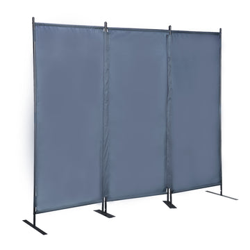 6 Ft Modern Room Divider, 3 Panel Folding Privacy Screen W Metal Standing, Portable Wall Partition, Gray Gray Metal