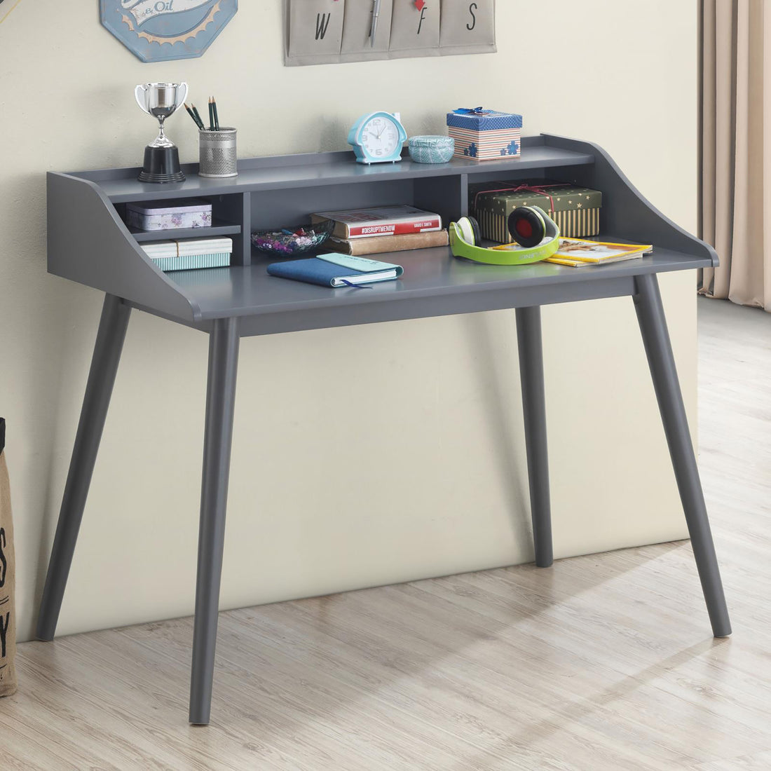 Grey 4 Compartment Writing Desk