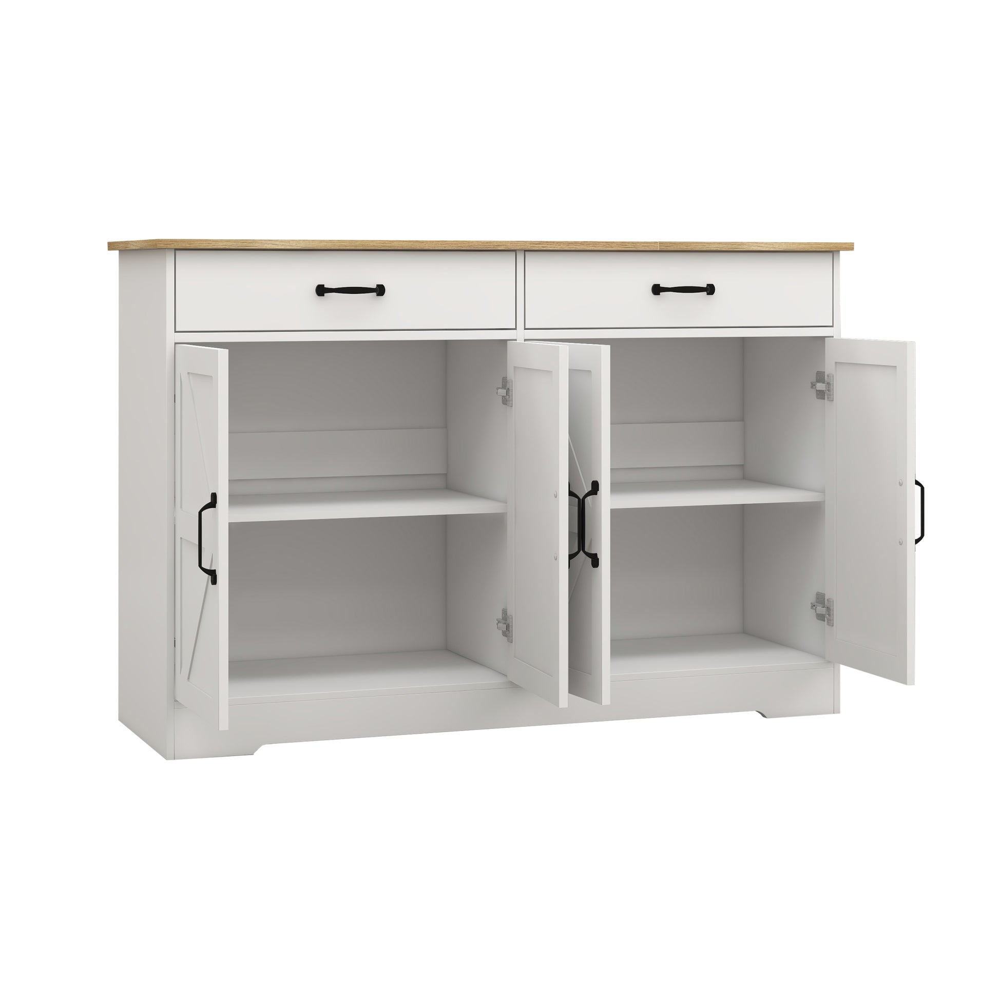 47.95" Farmhouse Buffet Cabinet Storage Sideboard With 2 Drawers And 4 Doors For Dining Living Room Kitchen Cupboard White White Mdf