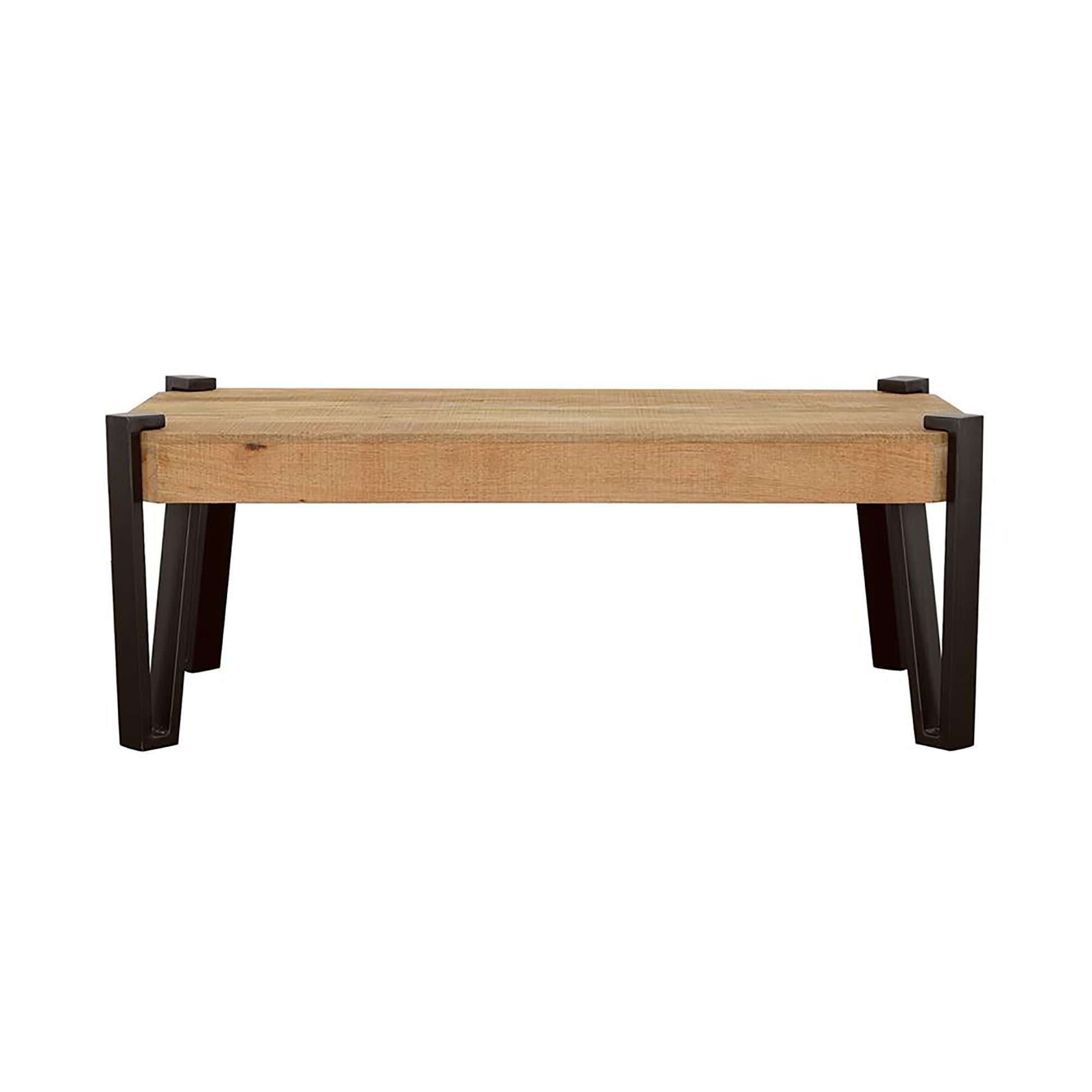 Natural And Matte Black Top Coffee Table Brown Primary Living Space Farmhouse,Rustic Mango Rectangular Coffee & End Tables Wood Hairpin