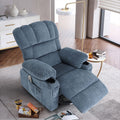 Recliner Chair Massage Heating Sofa With Usb And Side Pocket 2 Cup Holders Blue Blue Soft Foam Fabric