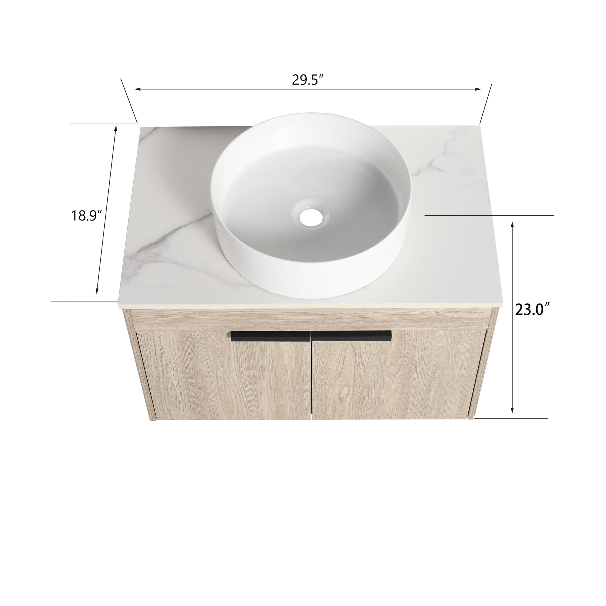 30 " Modern Design Float Bathroom Vanity With Ceramic white oak-2-bathroom-wall mounted-plywood