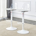 Modern Minimalist Bar Chairs And Bar Stools. Can Rotate 360 And Adjust Lifting. Pet Backrest And Pu Seats. Set Of 2. Suitable For Bars, Restaurants, And Front Desk Cashiers. White Pu