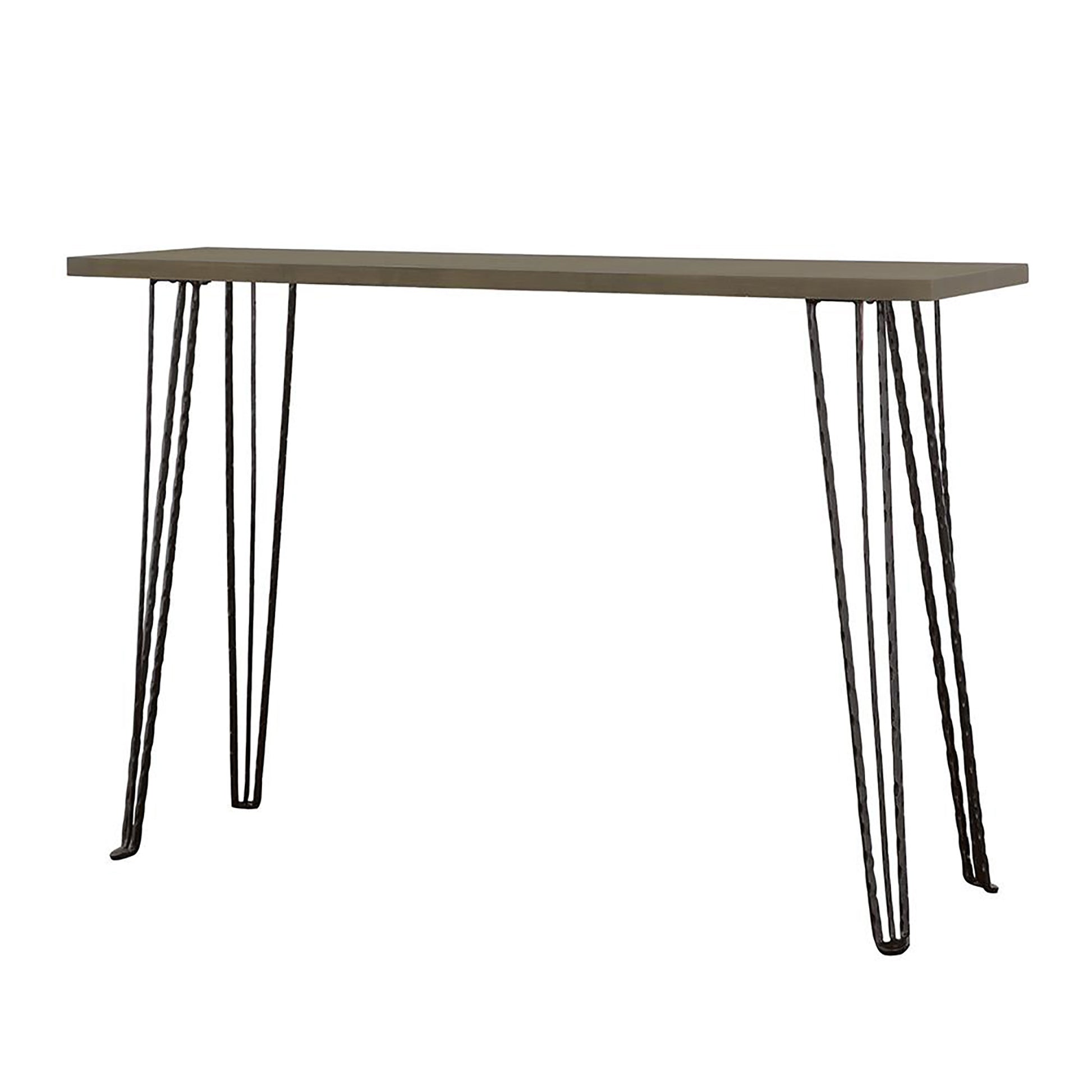 Concrete And Black Rectangular Console Table Grey Primary Living Space Industrial Tabeltop Rectangular Console Tables Wood Hairpin