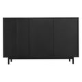 Wave Pattern Storage Cabinet With 2 Doors And 2 Drawers, Adjustable, Suitable For Study,Entrance And Living Room Black Mdf