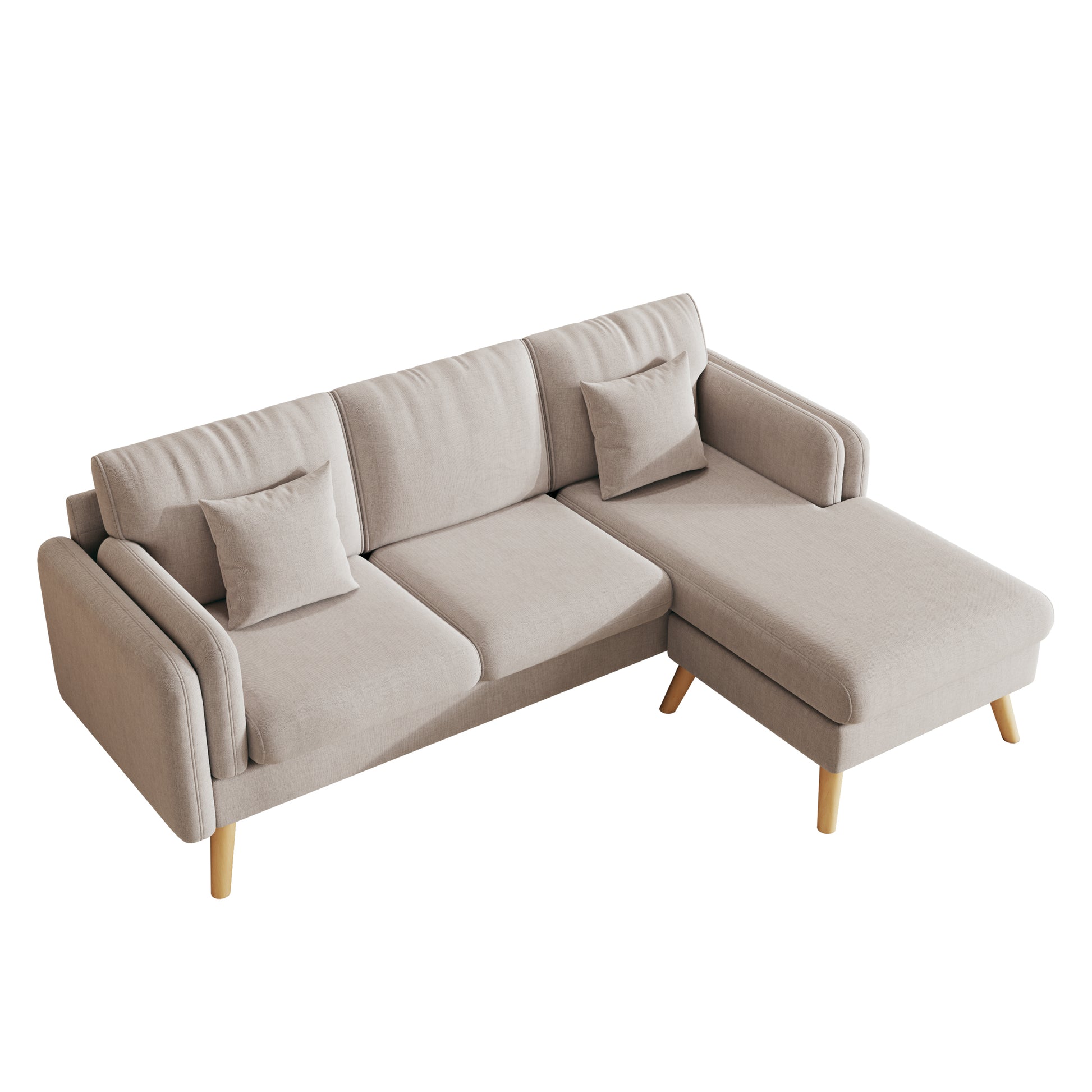 3020 L Shaped Sofa With Footrests Can Be Left And Right Interchangeable Plus Double Armrests 84.6" Light Gray Sofa Suitable For Living Room Apartment Light Grey Fabric