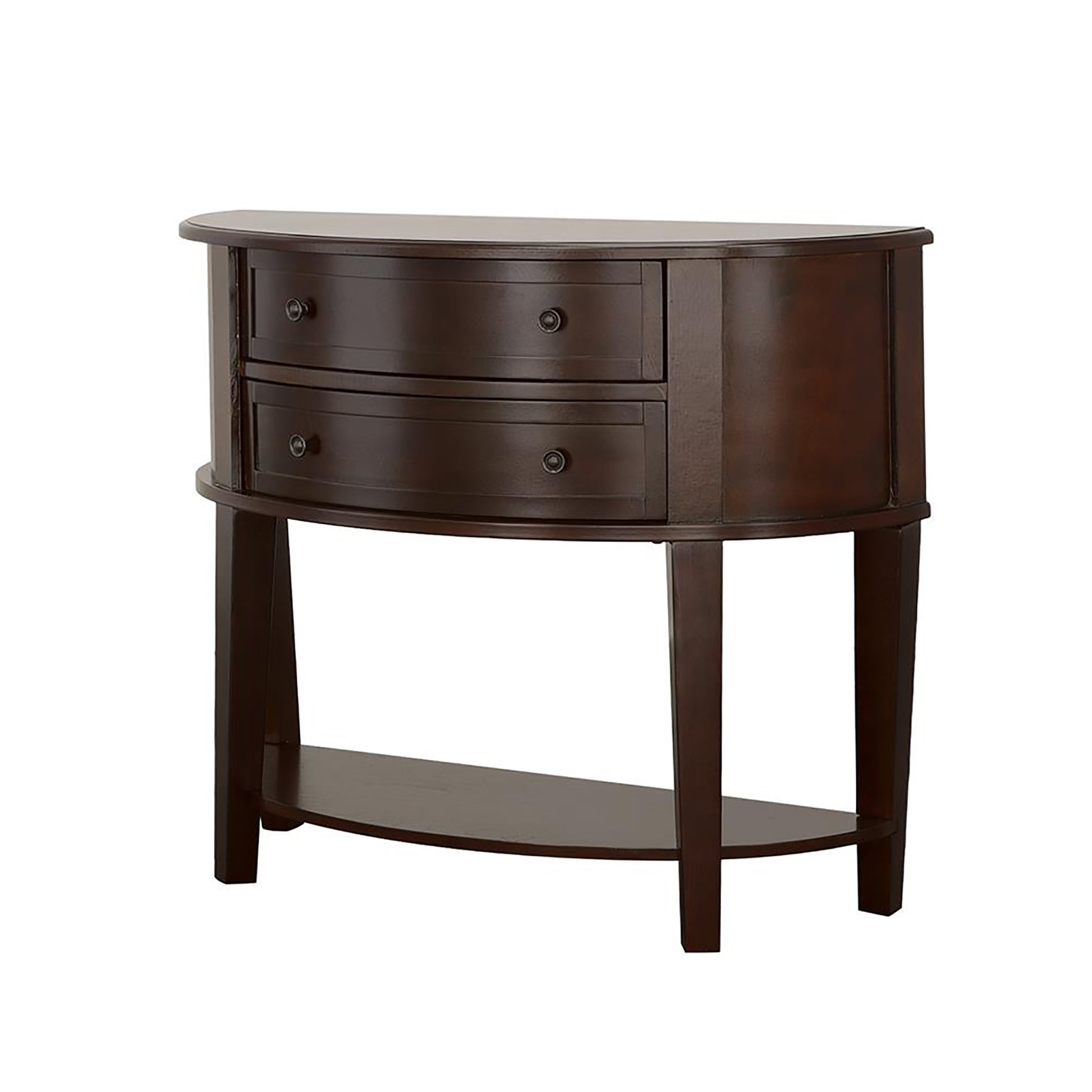 Cappuccino Demilune Shape Console Table Brown Primary Living Space Transitional Semicircular Drawers Console Tables Wood