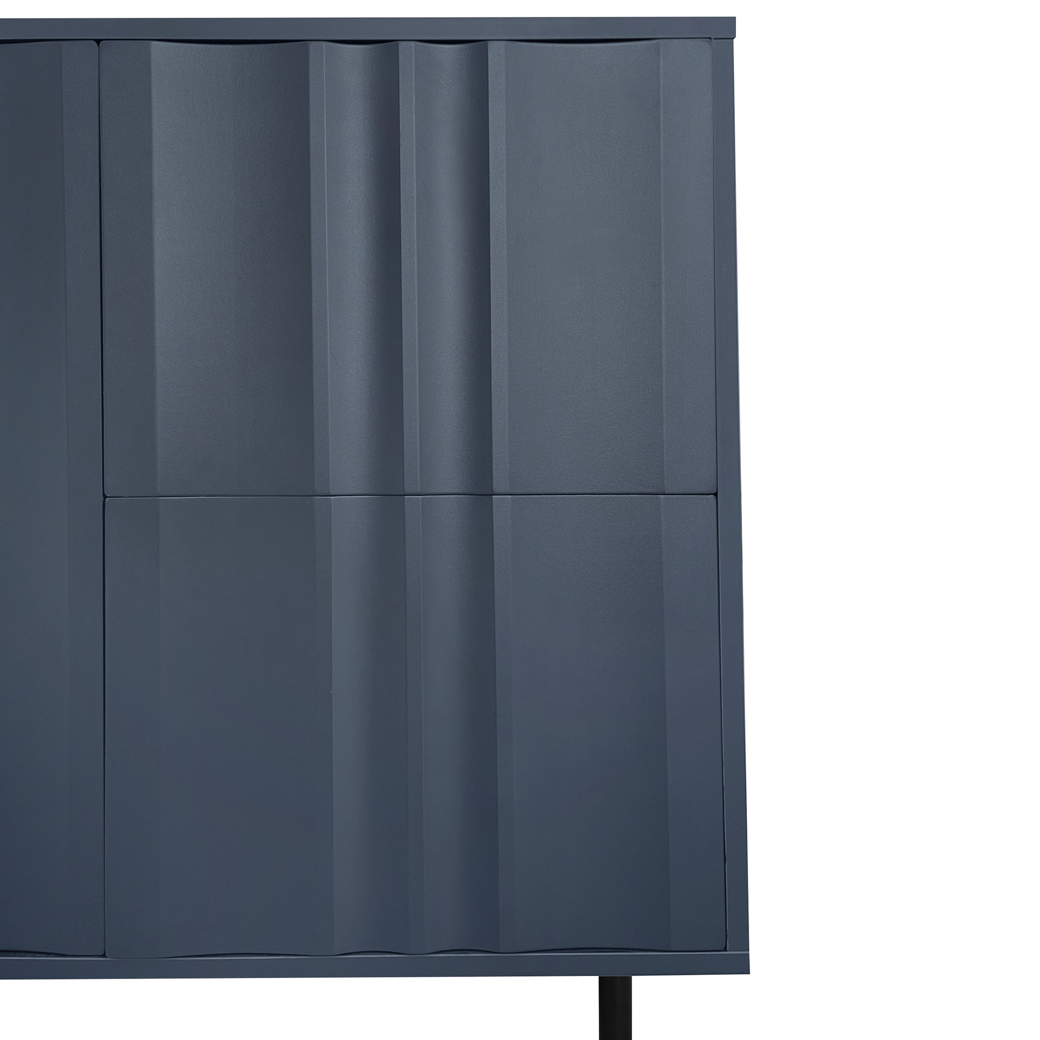 U STYLE Wave Pattern Storage Cabinet with 2 Doors and navy blue-mdf