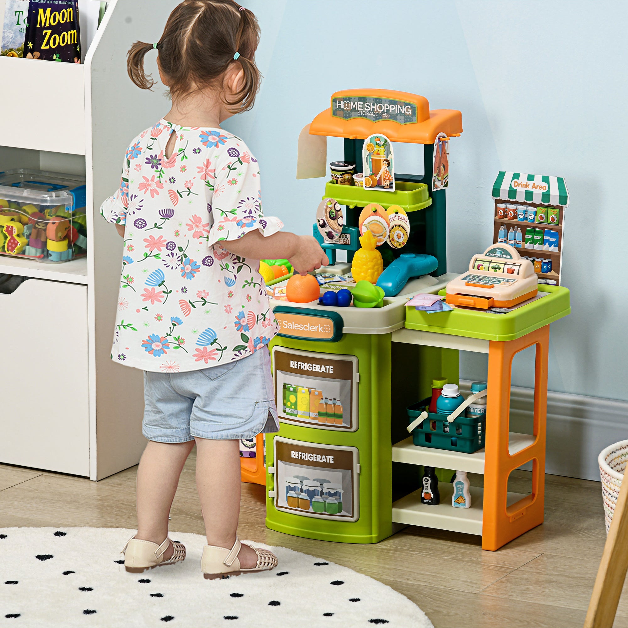 58Pcs Grocery Store Pretend Play Kids Trolley