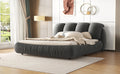 King Size Luxury Upholstered Bed With Thick Headboard, Velvet King Bed With Oversized Padded Backrest, Gray Expect Arrive Date 2024 3 15 King Gray Velvet