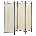 Beige And Black 4 Panel Folding Screen Beige Traditional Metal