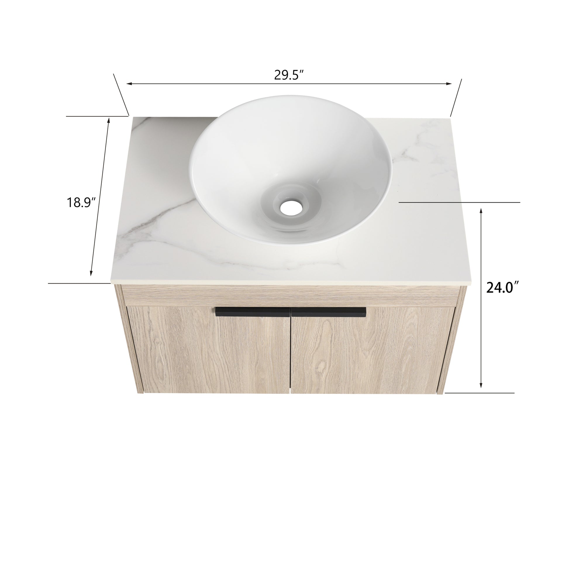 30''Modern Design Float Bathroom Vanity With Ceramic white oak-2-bathroom-wall mounted-plywood