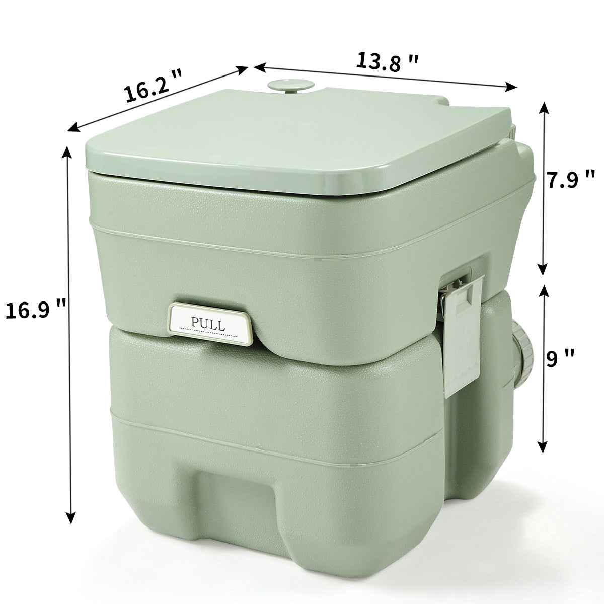 5 Gallon Portable Toilet, Flush Potty, Travel Camping Outdoor Green Hdpe