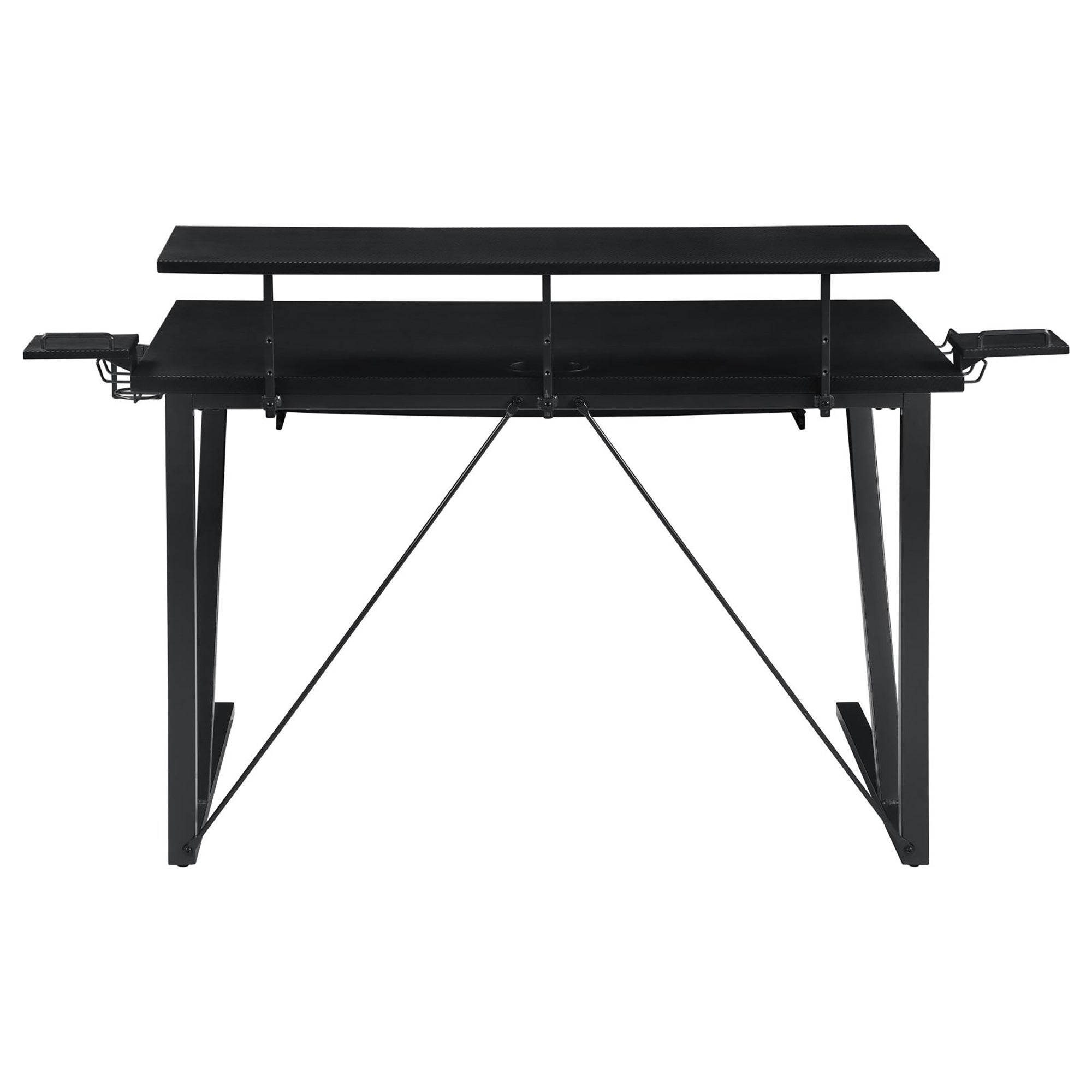 Black and Gunmetal Gaming Desk with Keyboard Tray