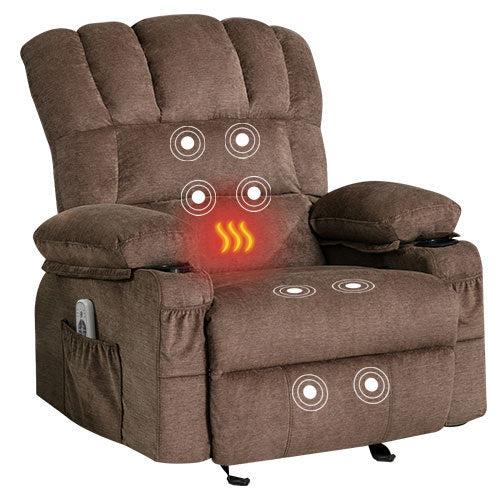 .Recliner Chair Massage Heating sofa with USB brown-brown-manual-handle-primary living