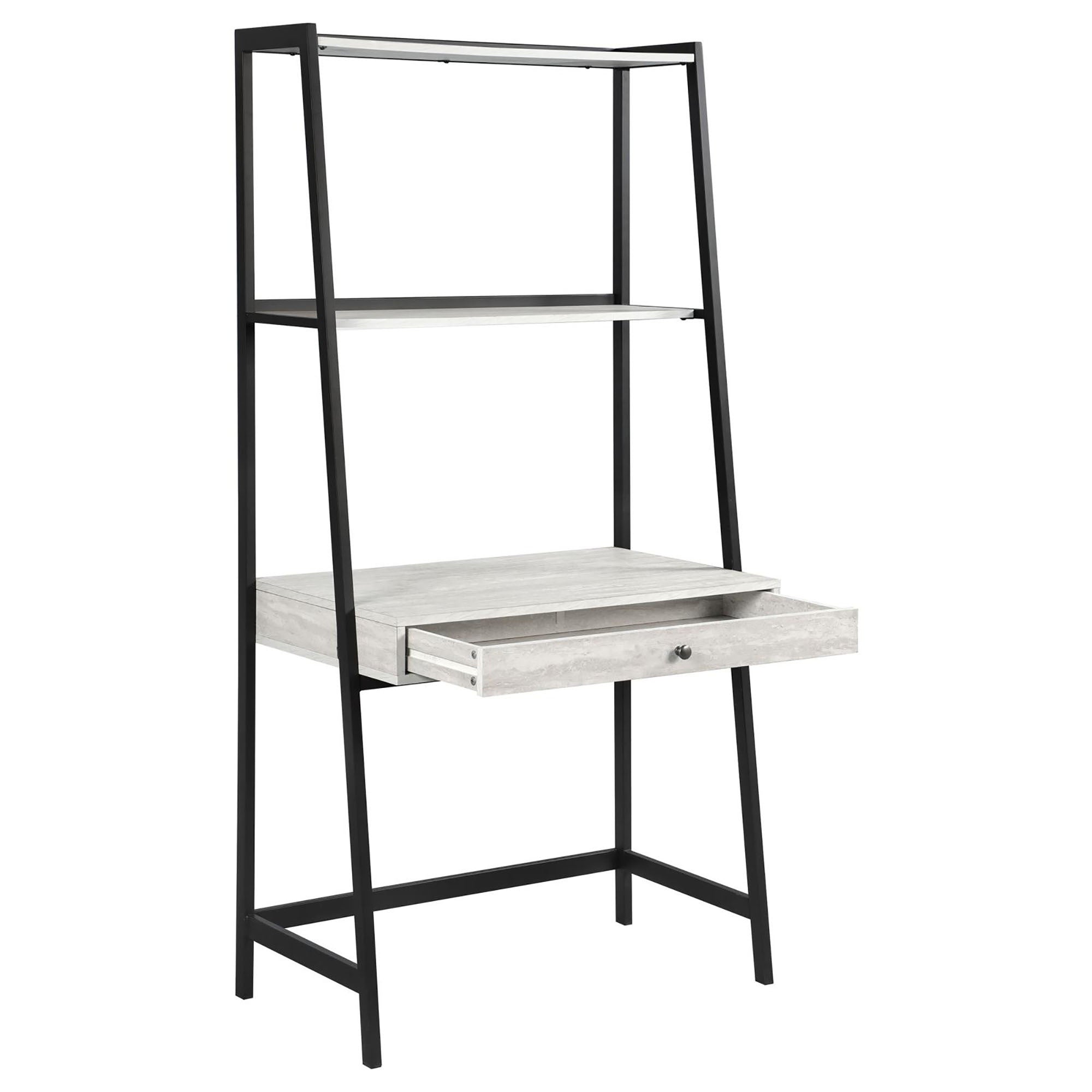 Grey Stone Herringbone and Black 1 drawer Ladder Desk grey-writting