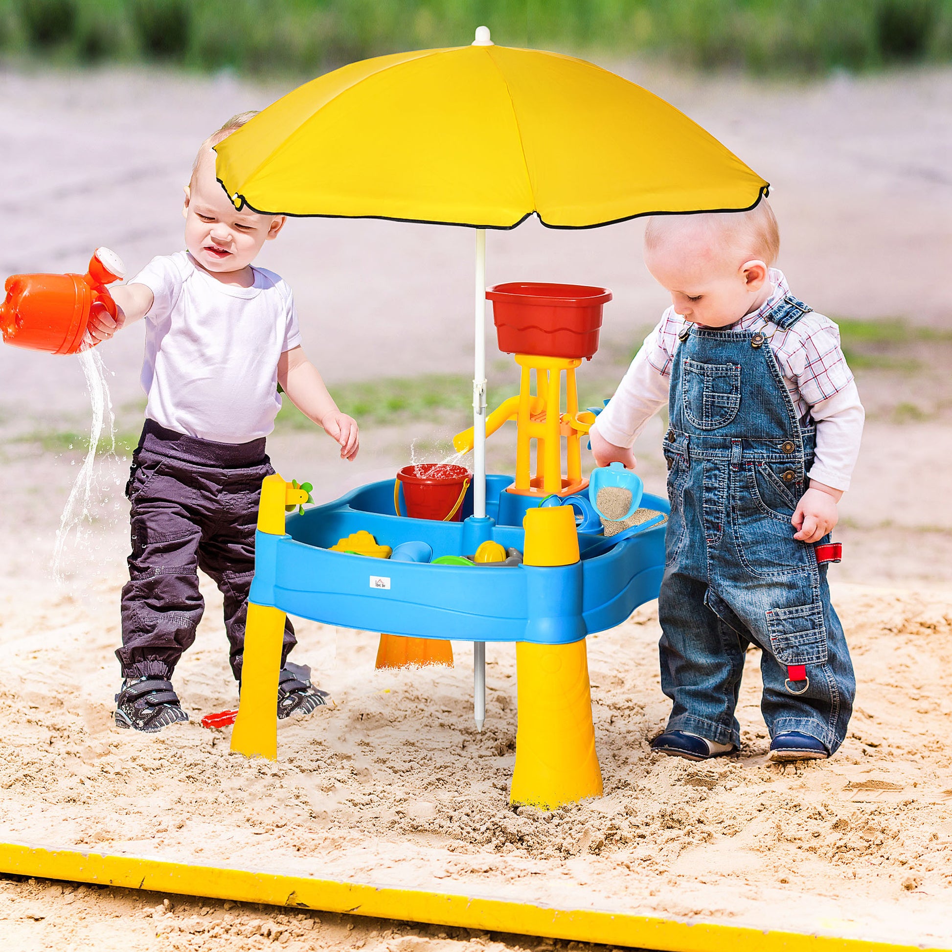 Sandbox Table 2 In 1 Covered Sandbox Table With Umbrella For Outdoors And Indoors, 2