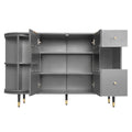 Rotating Storage Cabinet With 2 Doors And 2 Drawers, Suitable For Living Room, Study, And Balcony 1 2 Shelves Gray Mdf