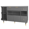 Rotating Storage Cabinet With 2 Doors And 2 Drawers, Suitable For Living Room, Study, And Balcony 1 2 Shelves Gray Mdf