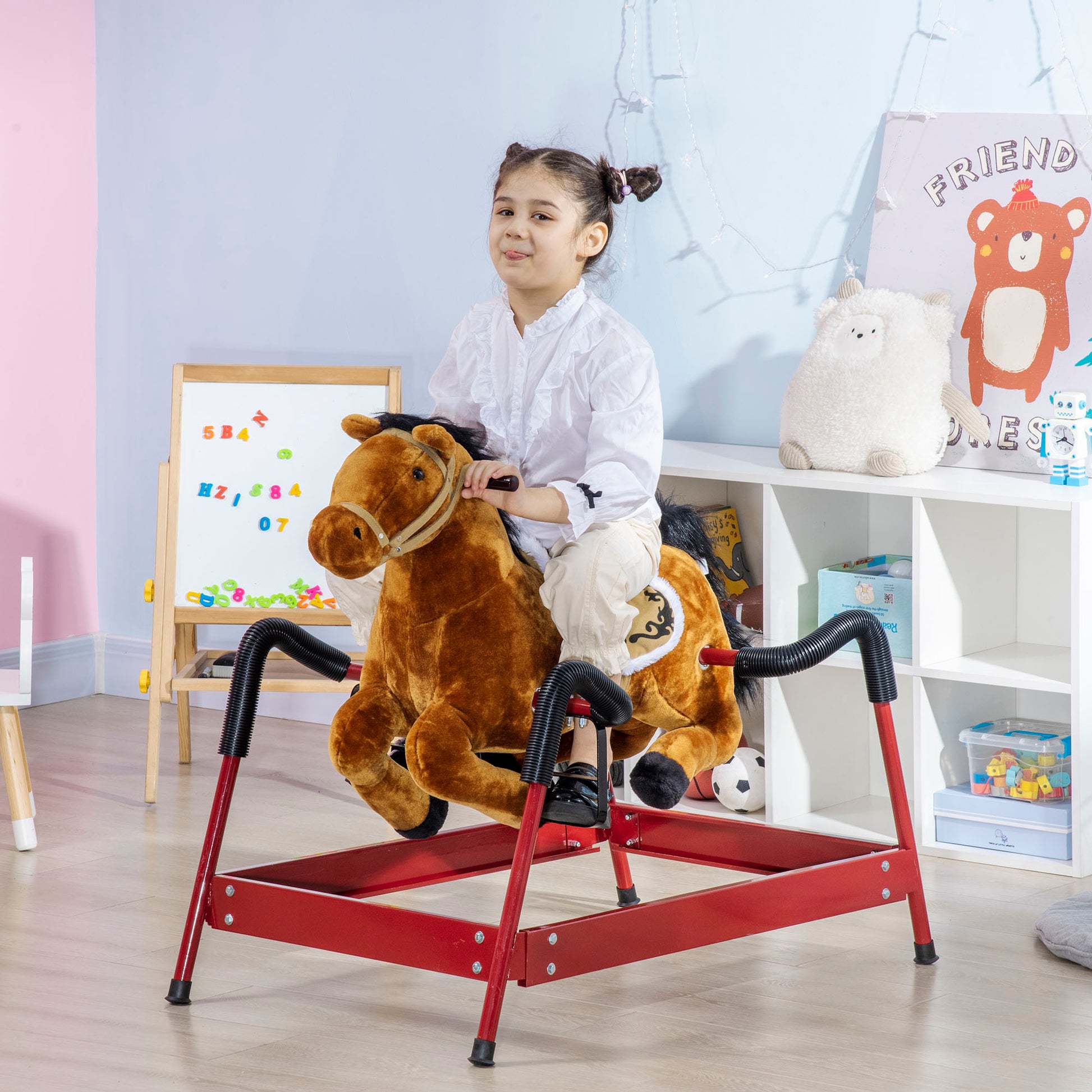 Kids Spring Rocking Horse, Ride On Horse For Girls And Boys With Anima