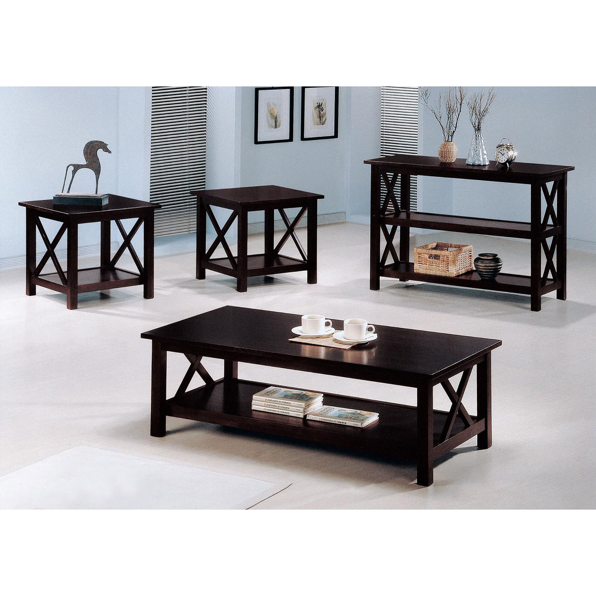 Deep Merlot Sofa Table With 2 Shelf Brown Primary Living Space Transitional Rubberwood Rectangular Shelves Console Tables Wood