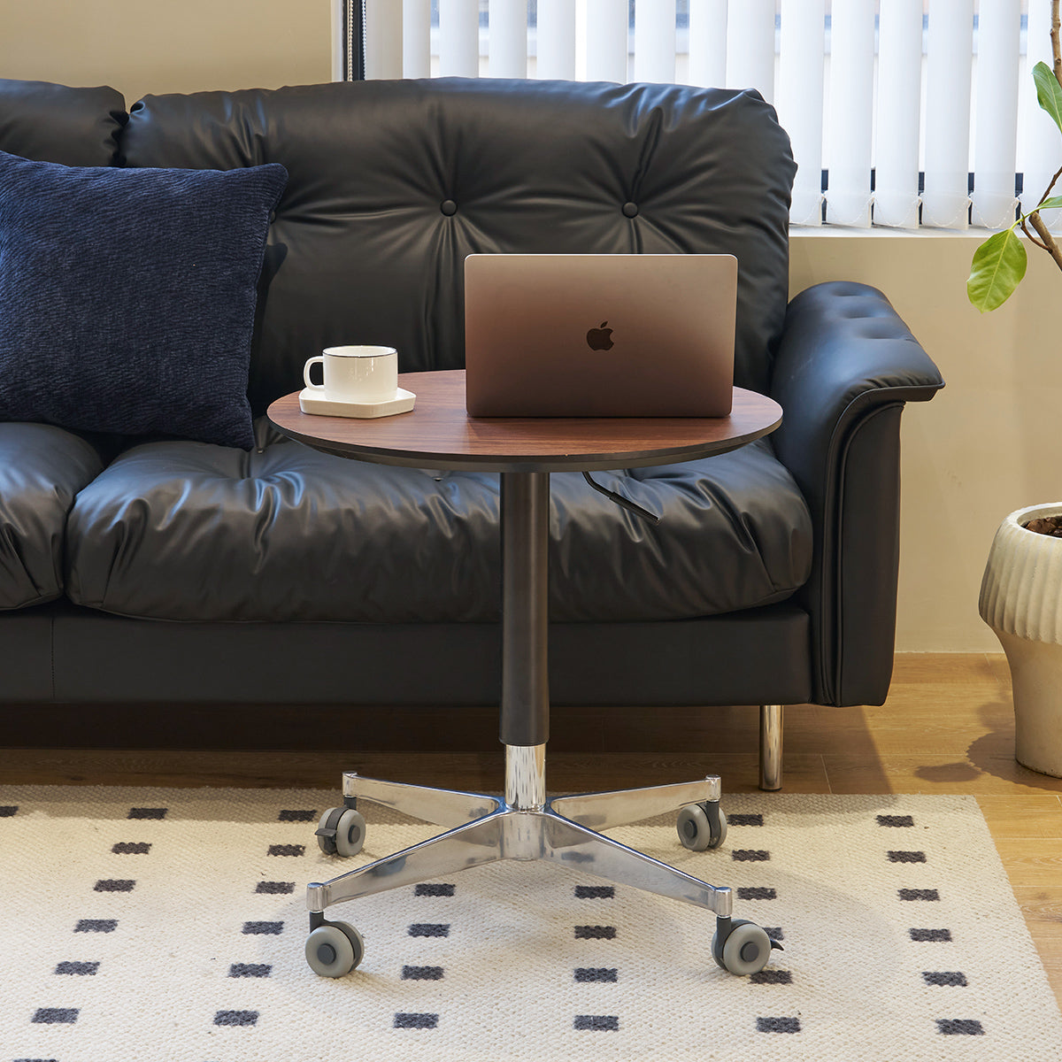 Movable Adjustable Coffee Table 360 Swivel Counter Bar Height Aluminum Star Base Movable For End Table Dining Room Home Kitchen Table Brown Aluminium Alloy