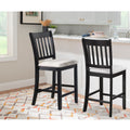 Casual Seating Black Finish Chairs Set Of 2 Rubberwood Transitional Slatted Back Design Dining Room Furniture Counter Chairs Solid White Dining Room Rubberwood Slat Back Engineered Wood Black White Painted Foam Dry Clean Rectangular