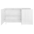 Wave Pattern Storage Cabinet With 2 Doors And 2 Drawers, Adjustable, Suitable For Study,Entrance And Living Room White Mdf