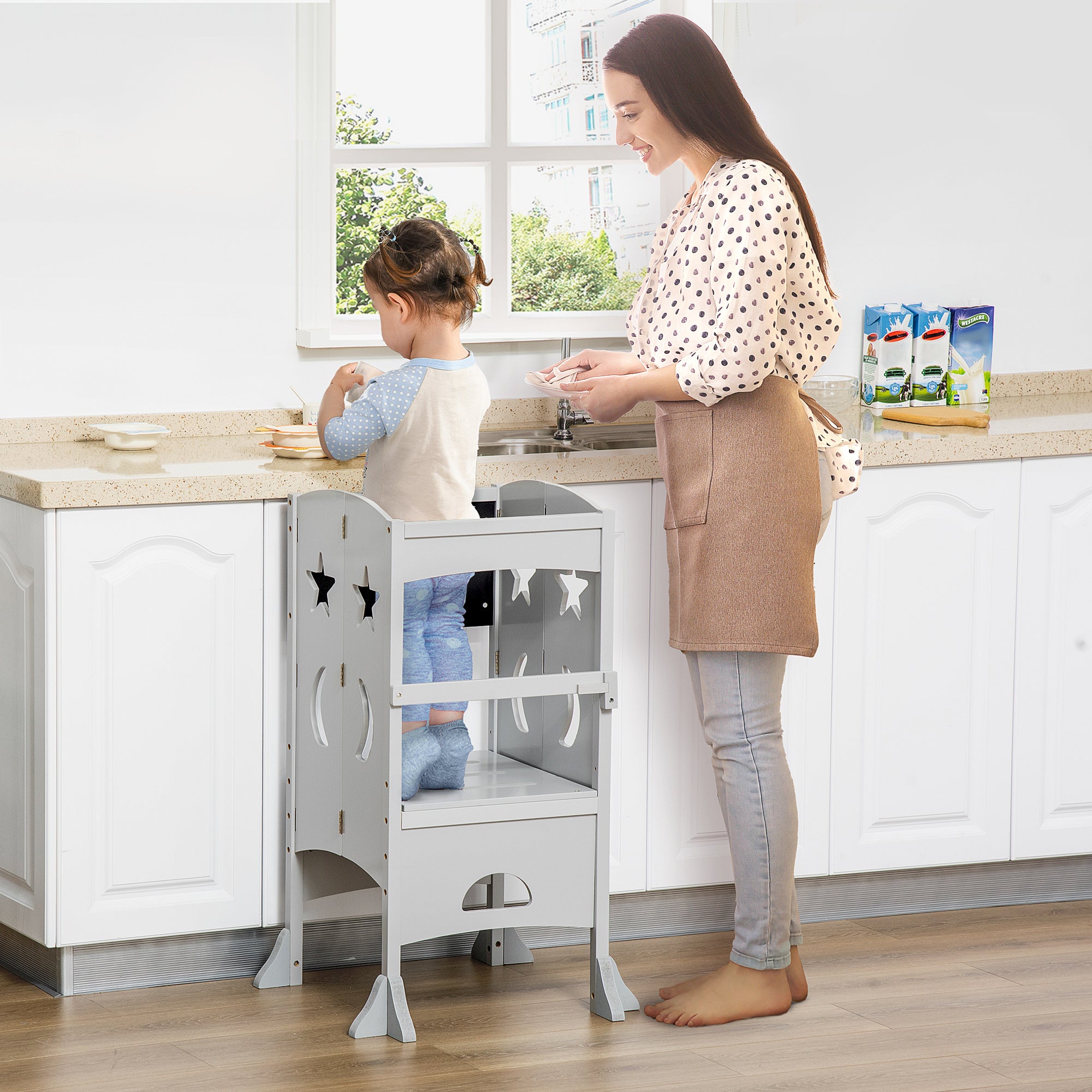 Kids Kitchen Step Stool Foldable Child Standing