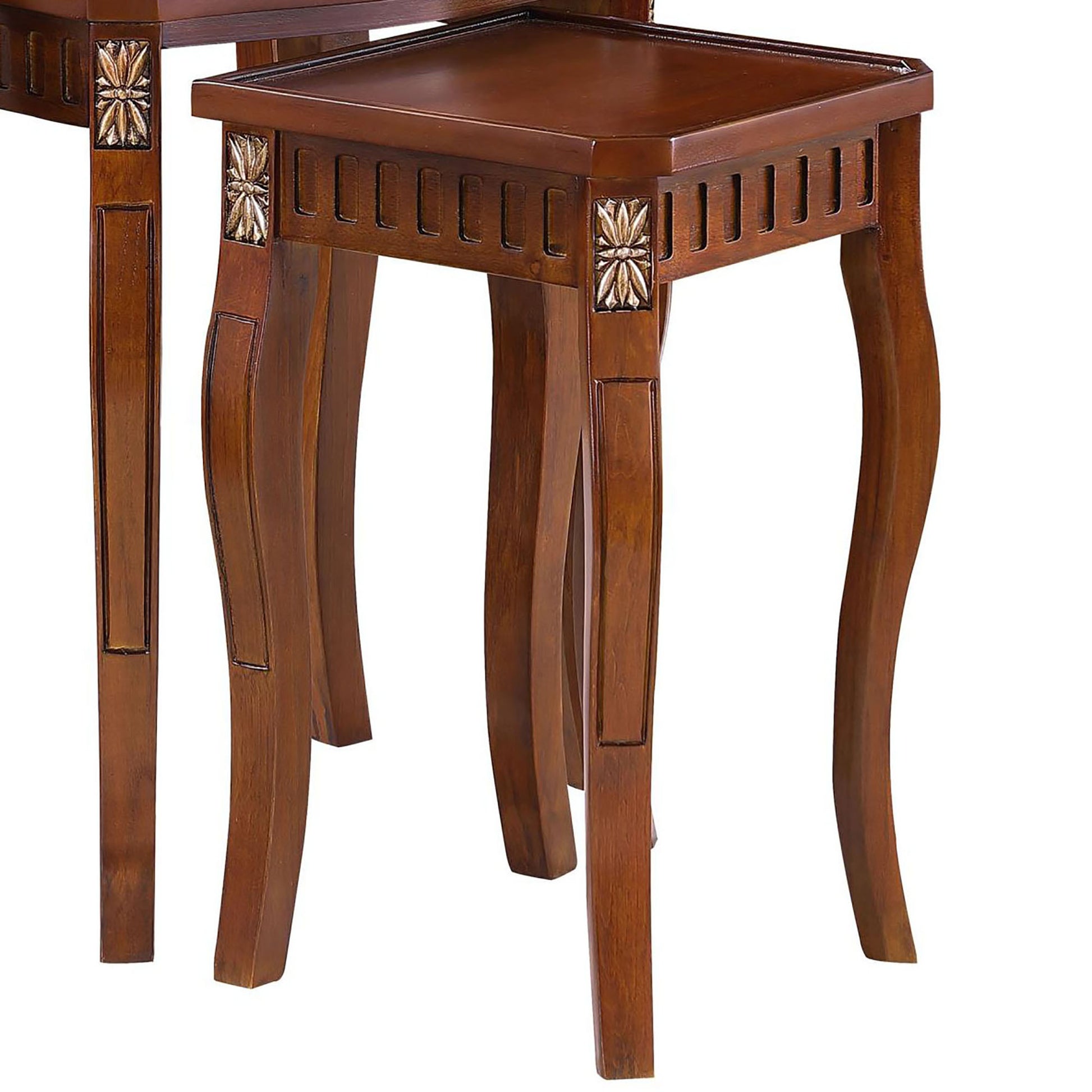 3 Piece Curved Leg Nesting Table Set Brown Brown Primary Living Space Traditional Tabeltop Coffee & End Tables Wood